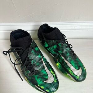 Nike  Phantom Green and Black Soccer Cleats with Silver Accents